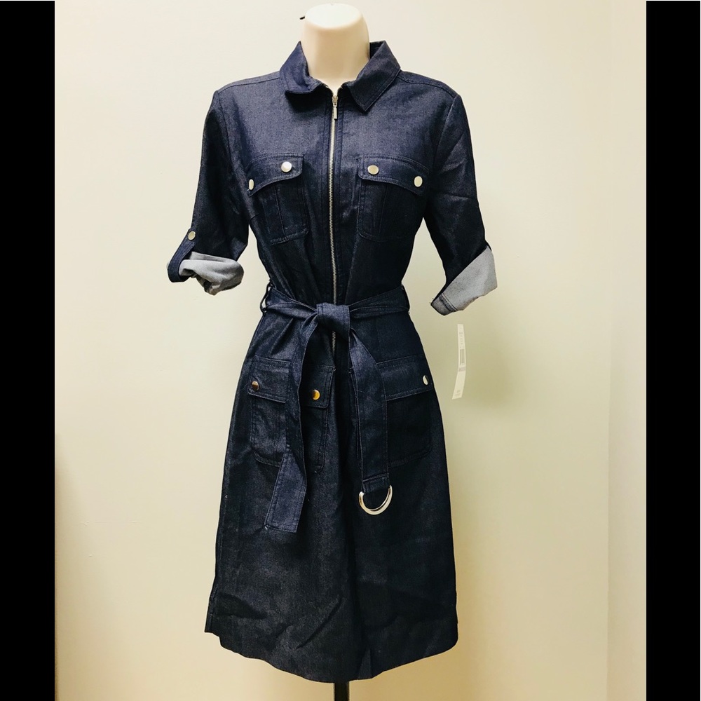 Denim belted dress/ smoke free home / NWT